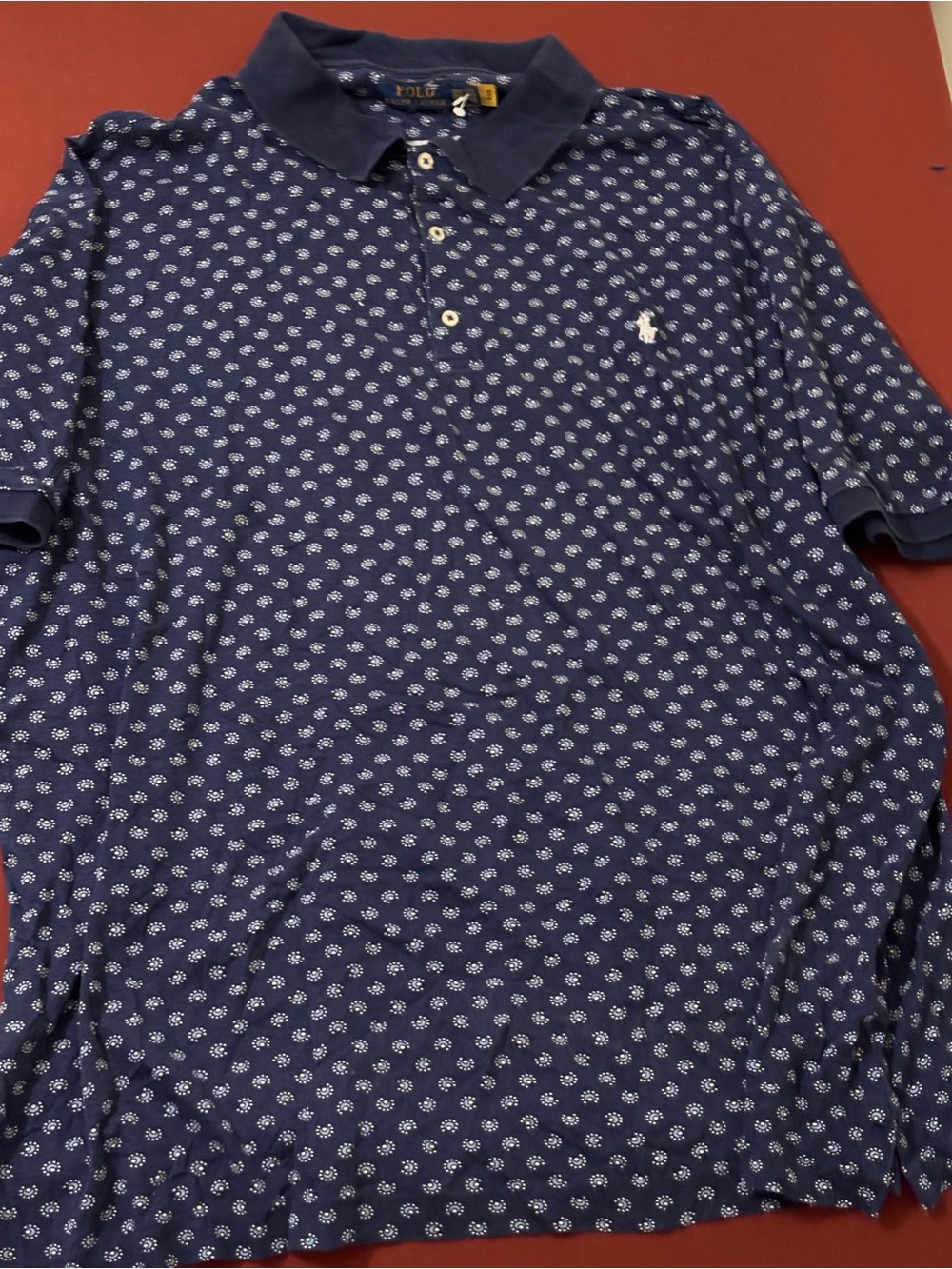 Polo by Ralph Lauren Navy Polo with White Micro Floral Print